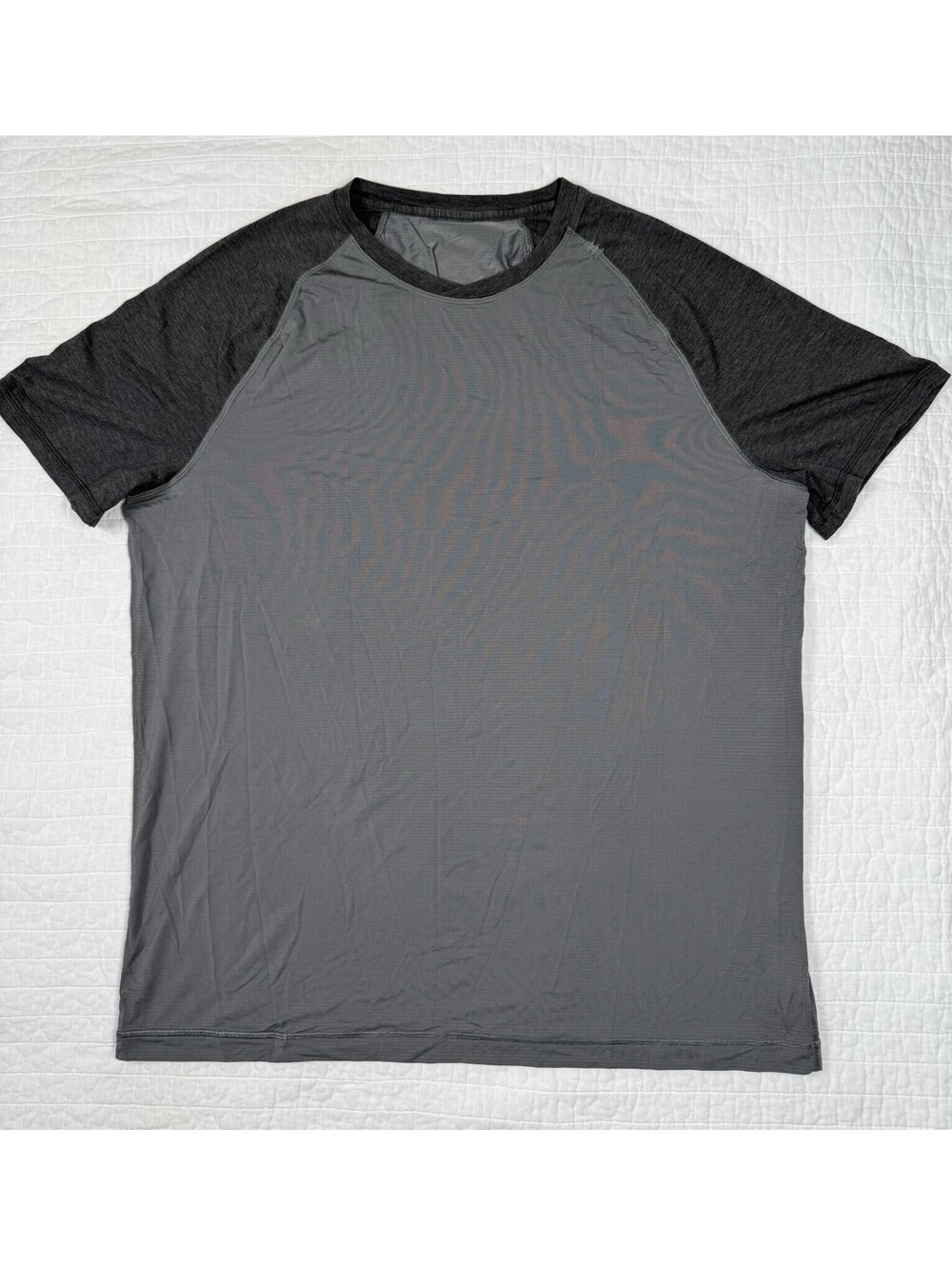 Lululemon Always Agile Shirt Mens L Gray Black Short Sleeve Running Workout